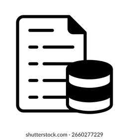 Icono de glifo con estilo que muestra el formato de archivo de base de datos