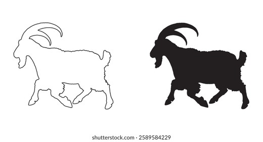 Stylish Goat Silhouette - High-Detail Goat Vector for Graphics
