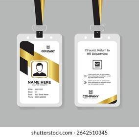 Stylish Gold and Black Identity Card Template for Business and Office Staff
