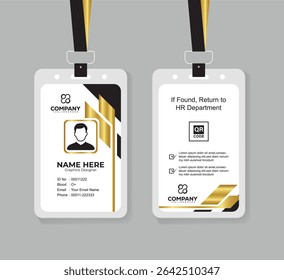 Stylish Gold and Black Identity Card Template for Business and Office Staff