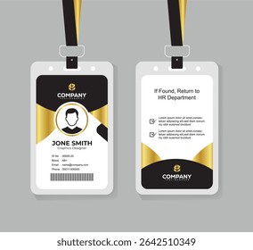 Stylish Gold and Black Identity Card Template for Business and Office Staff