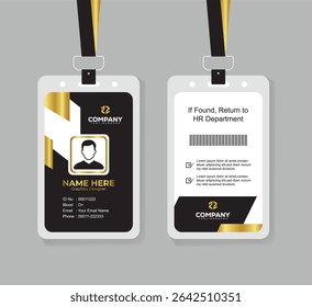 Stylish Gold and Black Identity Card Template for Business and Office Staff