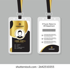 Stylish Gold and Black Identity Card Template for Business and Office Staff