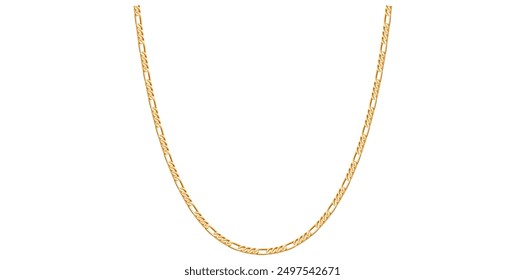 Stylish Gold Chain Isolated On White Background, Fashion Jewelry Vector Illustration.	