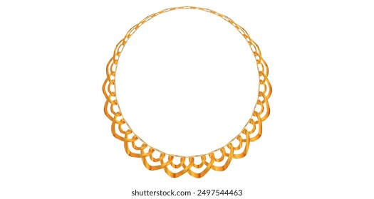 Stylish Gold Chain Isolated On White Background, Fashion Jewelry Vector Illustration.	