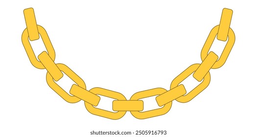 Stylish Gold Chain Isolated On White Background, Fashion Jewelry Vector Illustration.
