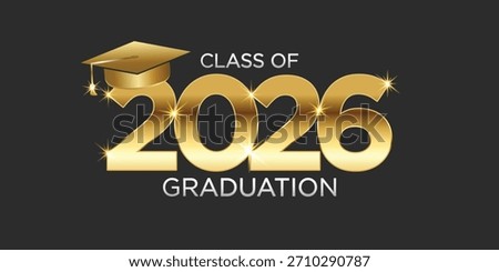 Stylish gold Class of 2026 graduation banner featuring bold typography and festive design perfect for senior celebration materials