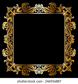 Stylish Gold Frame On Black Background Stock Vector (Royalty Free ...