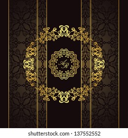 Stylish gold frame on a seamless background. Original design