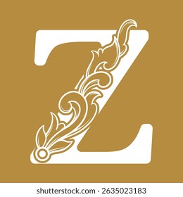 Stylish gold letter Z with intricate design, suitable for branding, logos, and luxury product marketing.