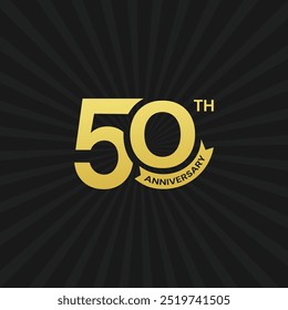 Un elegante logo dorado para un 50 aniversario sobre un fondo negro. Con "50 años" en oro, es perfecto para Anuncios, tarjetas de felicitación, carteles o emblemas que marcan un hito de 50 años