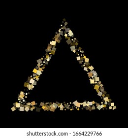 Stylish gold square confetti tinsels scatter on black. Rich Christmas vector sequins background. Gold foil confetti party elements graphic design. Rhombus pieces surprise backdrop.