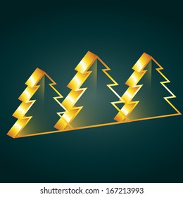 stylish golden christmas tree vector design