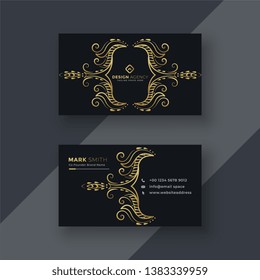 stylish golden floral decorative business card design