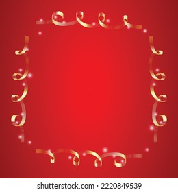 Stylish golden frame on red background