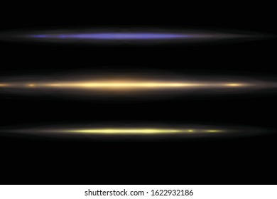 Stylish golden light effect. Abstract laser beams of light. Chaotic neon rays of light. Golden glitters. Isolated on transparent dark background. Vector illustration. EPS 10