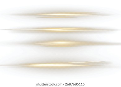 Stylish golden light effect. Abstract laser beams of light. Chaotic neon rays of light. Golden glitters. Isolated on transparent dark background. Vector illustration. EPS 10