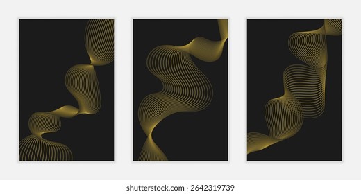 Stylish Golden Line Wave Seamless Background. Editable Vector Background