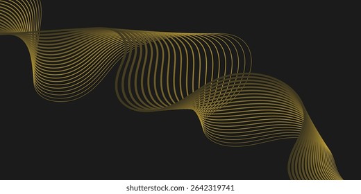 Stylish Golden Line Wave Seamless Background. Editable Vector Background