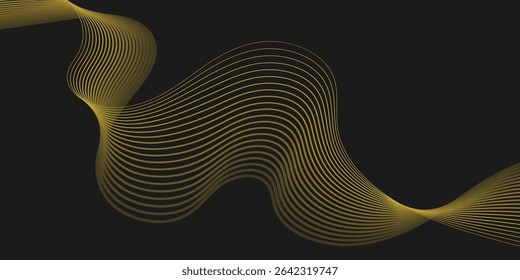 Stylish Golden Line Wave Seamless Background. Editable Vector Background