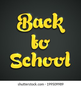 Stylish golden text Back to School on blackboard. 