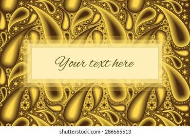 Stylish gold/yellow paisley background with a gradient text box