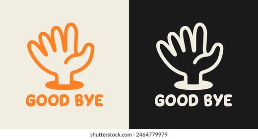 Stylish good bye, moving hand gesture illustration for printable products.