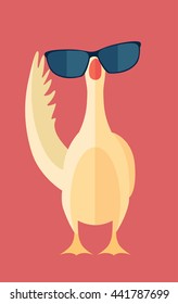 Stylish goose in dark glasses.