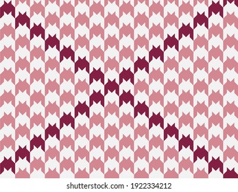 Stylish goose foot. Pattern of pink and white crow's feet. Dark pink diagonal. Vector illustration.