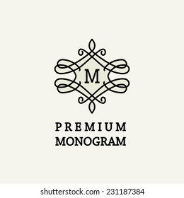 Stylish and graceful floral monogram design , Elegant line art logo design, vector template