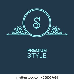 Stylish and graceful floral monogram design , Elegant line art logo design, vector template