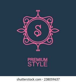 Stylish and graceful floral monogram design , Elegant line art logo design, vector template