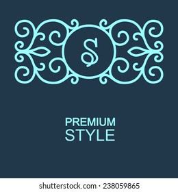 Stylish and graceful floral monogram design , Elegant line art logo design, vector template Art Nouveau style