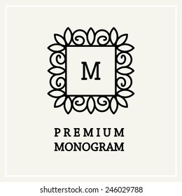 Stylish and graceful floral monogram design , Elegant line art logo design, vector template