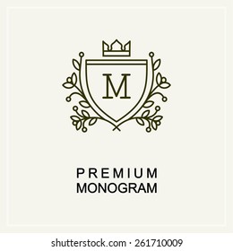 Stylish and graceful floral monogram design , Elegant line art logo design, vector template