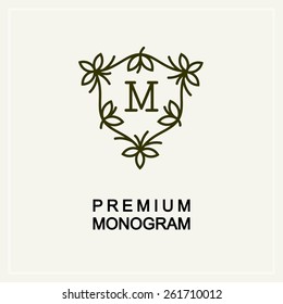 Stylish and graceful floral monogram design , Elegant line art logo design, vector template