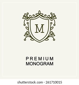 Stylish and graceful floral monogram design , Elegant line art logo design, vector template