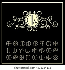 Stylish and graceful floral monogram design , Elegant line art logo design in Victorian Style