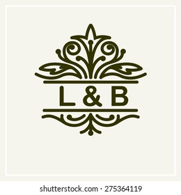 Stylish and graceful floral monogram design , Elegant line art logo design, vector template