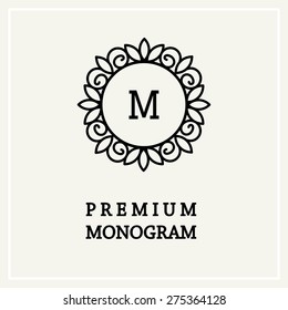 Stylish and graceful floral monogram design , Elegant line art logo design, vector template