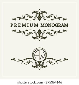 Stylish and graceful floral monogram design , Elegant line art logo design, vector template