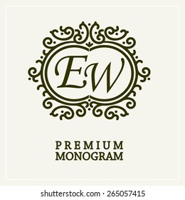 Stylish  graceful monogram design template for two letters , Elegant line art logo design in Art Nouveau style