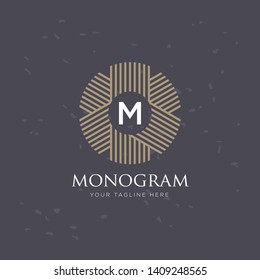 Stylish graceful monogram , Elegant line art logo design in Art Nouveau style 