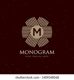 Stylish graceful monogram , Elegant line art logo design in Art Nouveau style 