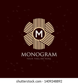 Stylish graceful monogram , Elegant line art logo design in Art Nouveau style 