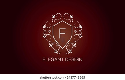 Monograma elegante elegante, diseño elegante del logotipo del arte de la línea en estilo Art Nouveau con la letra F. Concepto para la boutique, hotel, restaurante, tienda floral, joyería, moda, vino, heráldico, emblema