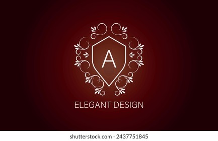 Stylish graceful monogram , Elegant line art logo design in Art Nouveau style with letter A. Concept for boutique, hotel, restaurant, floral shop, jewelry, fashion, wine, heraldic, emblem