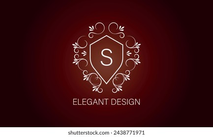 Stilvolles, anmutiges Monogramm , Elegante Linie Art-Logo-Design im Jugendstil mit Buchstabe S. Konzept für Boutique, Hotel, Restaurant, Blumengeschäft, Schmuck, Mode, Wein, Wappenbild, Emblem