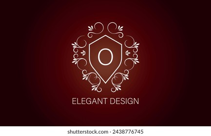 Stylish graceful monogram , Elegant line art logo design in Art Nouveau style with letter O. Concept for boutique, hotel, restaurant, floral shop, jewelry, fashion, wine, heraldic, emblem