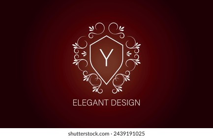 Stylish graceful monogram , Elegant line art logo design in Art Nouveau style with letter Y. Concept for boutique, hotel, restaurant, floral shop, jewelry, fashion, wine, heraldic, emblem